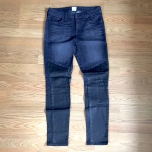 Rich and Skinny Jeans Moto Coated Black Indigo sz 27